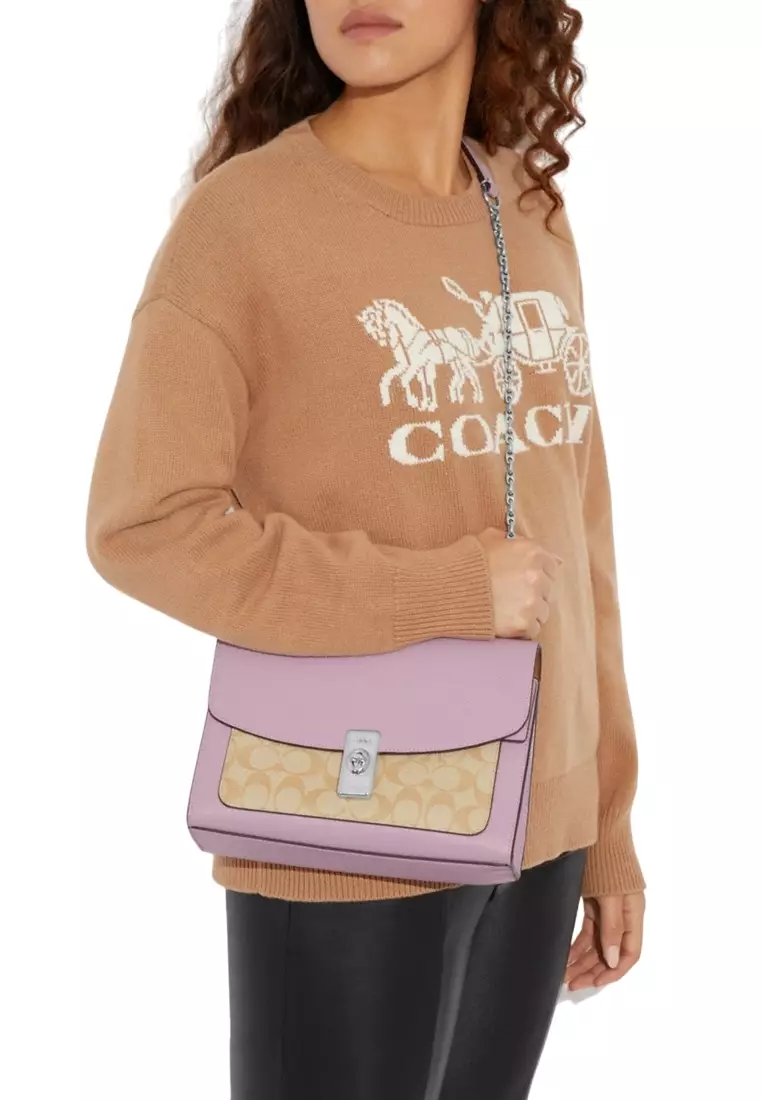 Lane Shoulder Bag In Signature Canvas - Light Brown/Ice Purple