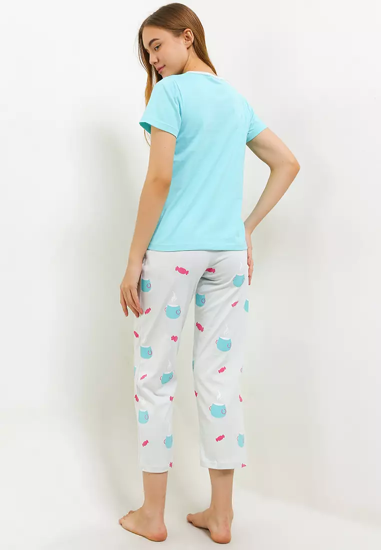 Pyjama Baju Tidur Short Sleeve Long Pants Sleepwear