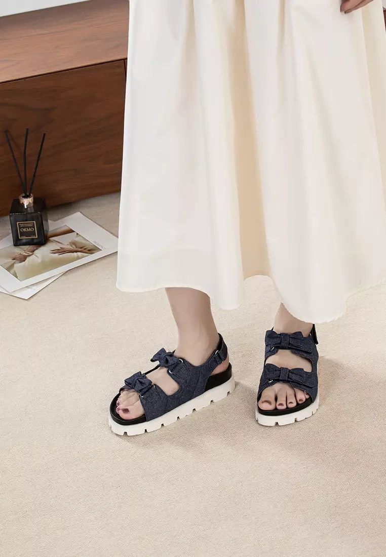 4CM Double Bowknot Strap Comfortable Flat Shoes TH723-3