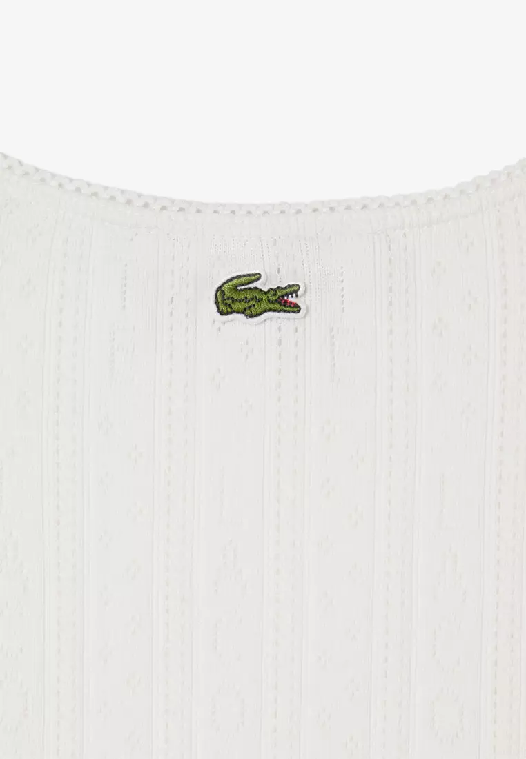 Slim Fit Pointelle Knit Cotton Tank Top