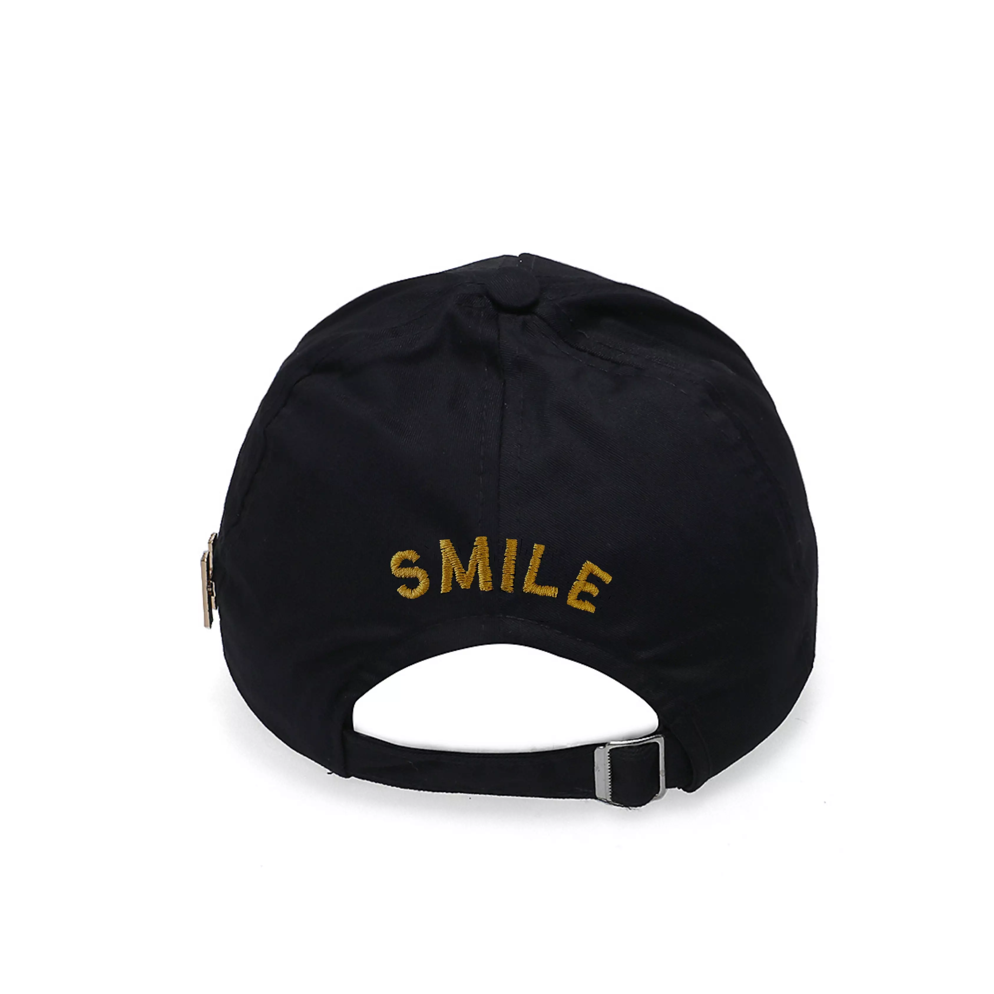 Drsh Topi Basebal Unisex Casual Motive Smile Resizable Strap Material Cotton ORIGINAL - Black