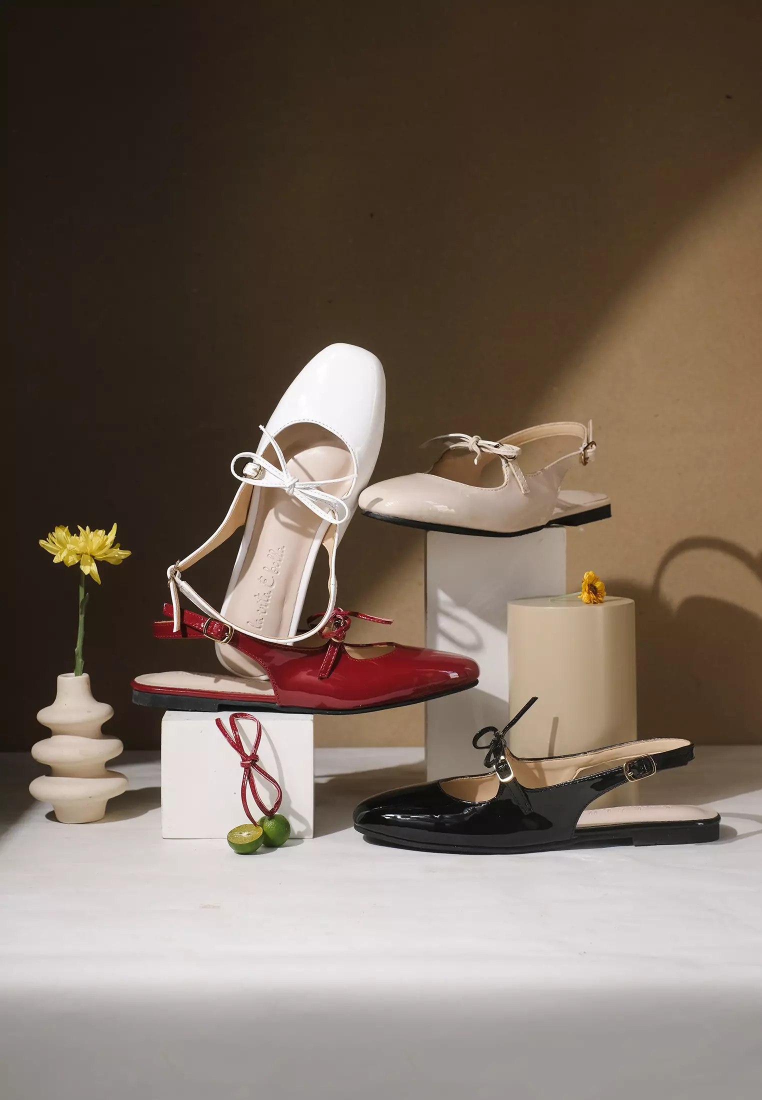 Poppy Ballerina Flat Shoes Square Toe with Bow