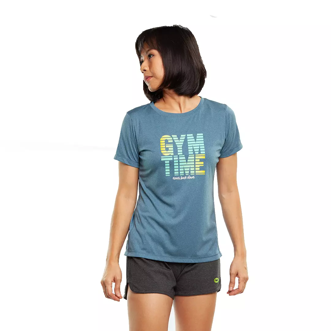 Baju Olahraga Wanita  Ladies Short Sleeve Top Print "GYM TIME"