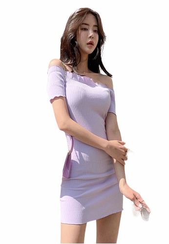 Crystal Korea Fashion Korean-made purple short-sleeved strapless slim  stretch dress 2023 | Buy Crystal Korea Fashion Online | ZALORA Hong Kong