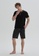 DAGİ black Black Short Pyjama Set, Striped, V-Neck, Regular Fit, Short Sleeve Homewear And Sleepwear for Men 9373DAAB344602GS_5