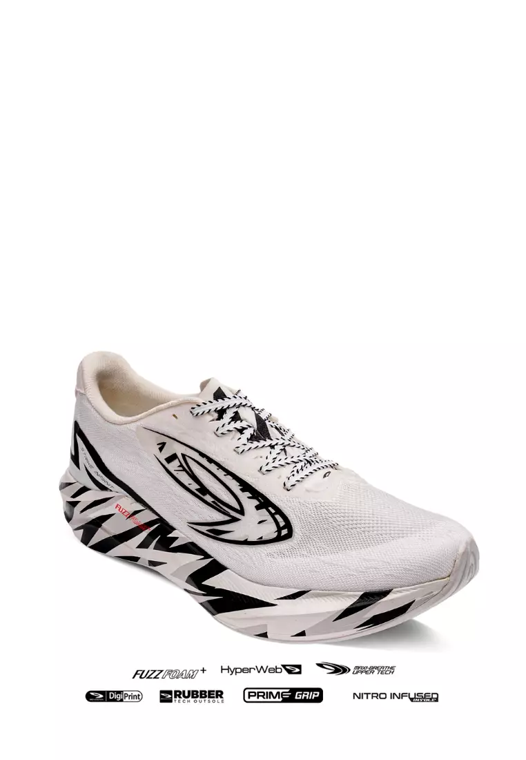 910 Nineten Haze Strike Knit Sepatu Lari - Putih/Hitam/Abu