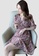 Miss M Curve purple Shirred Waist Surplice V-neck Elastic Sleeve Ditsy Floral Dress ED7C5AA52C0AC8GS_3