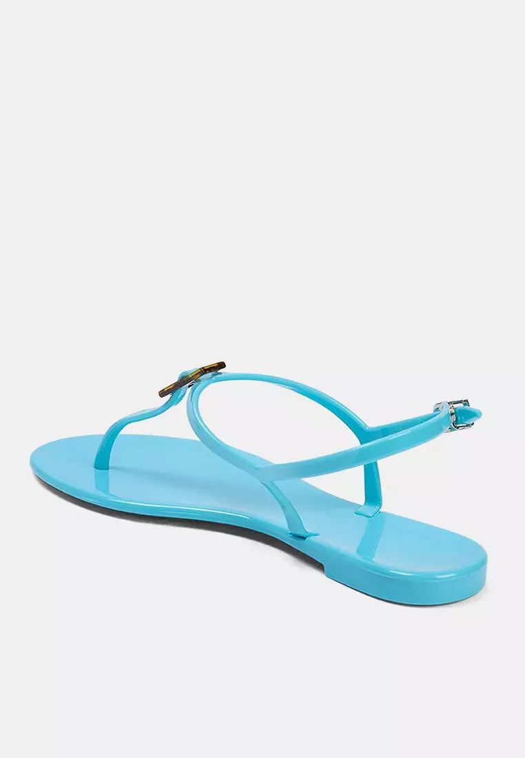 Baby Blue Jelly Flip Flops Women's Sandals Takss25Sd00065