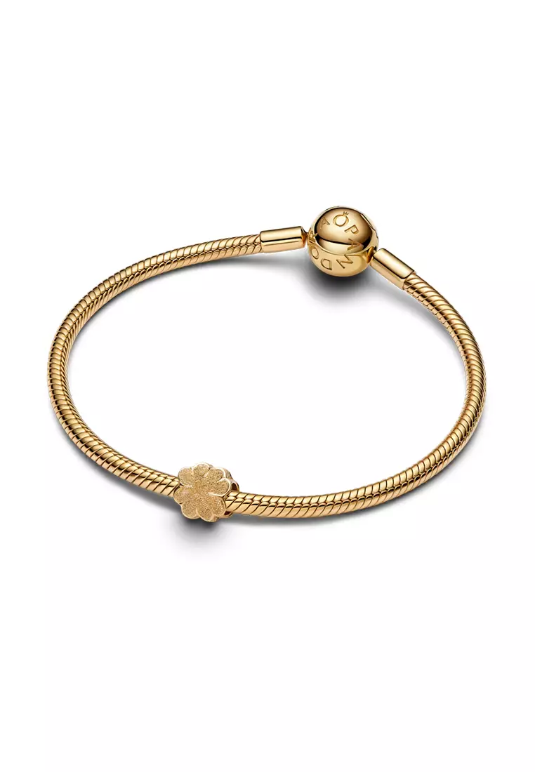 Pandora 14K Gold Plated Textured Clover Mini Charm