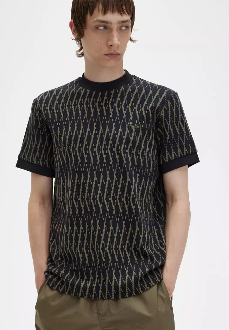 Buy Fred Perry Fred Perry M5676 Argyle Jacquard T-Shirt (Black