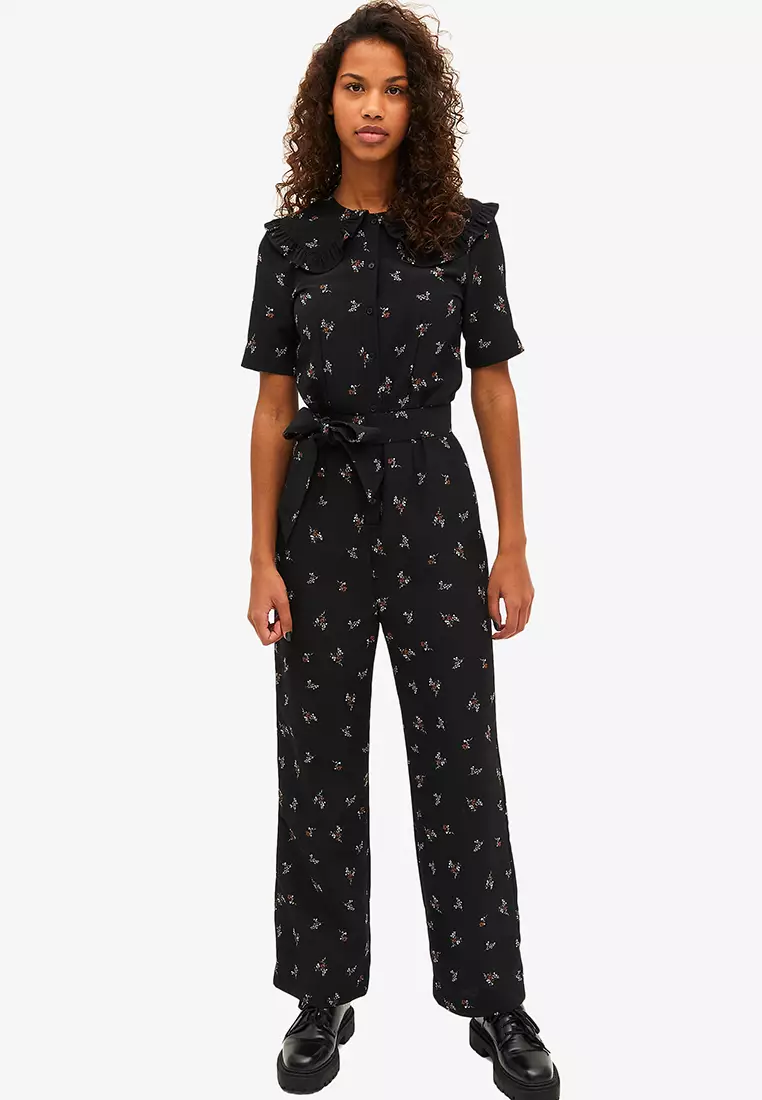 Buy Monki Button Jumpsuit With Ruffle Shirt Collar Online ZALORA