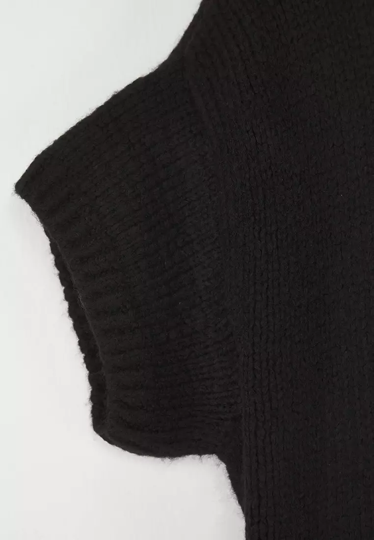 Black Wide Fit Soft Textured Knitwear Sweater