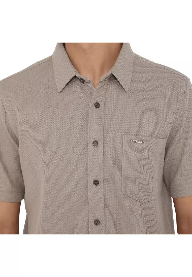 POLICE Kemeja Knit Premium Logo Plat Besi Regular Fit Pria