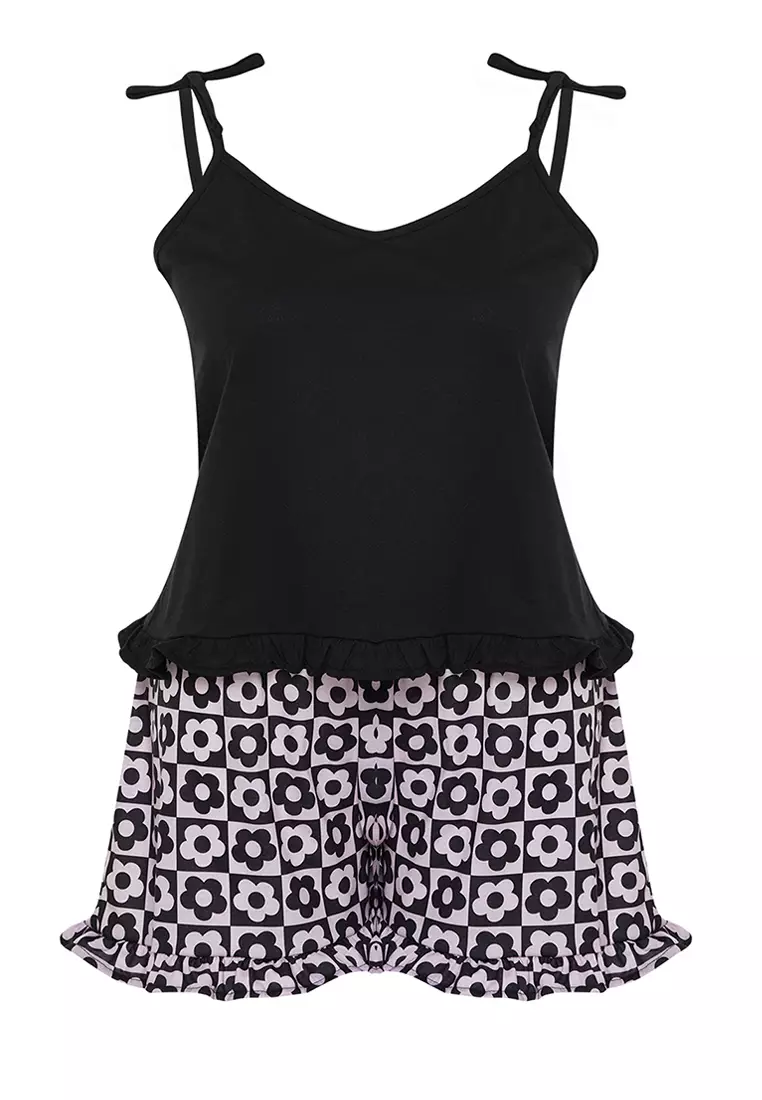 Plus Size Patterned Pajama Set