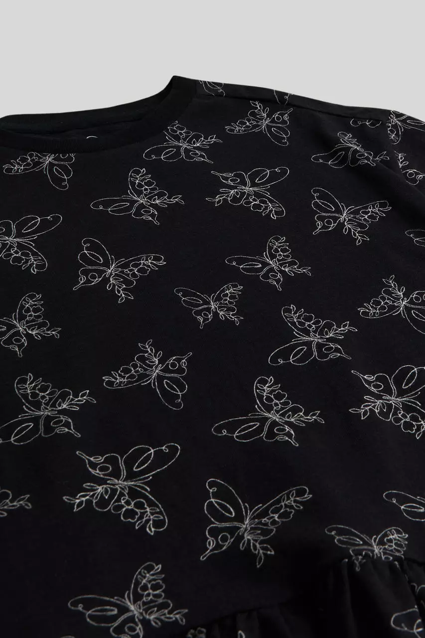 Mothercare Black Butterfly Jersey Dress - Dress Anak Perempuan (Hitam)