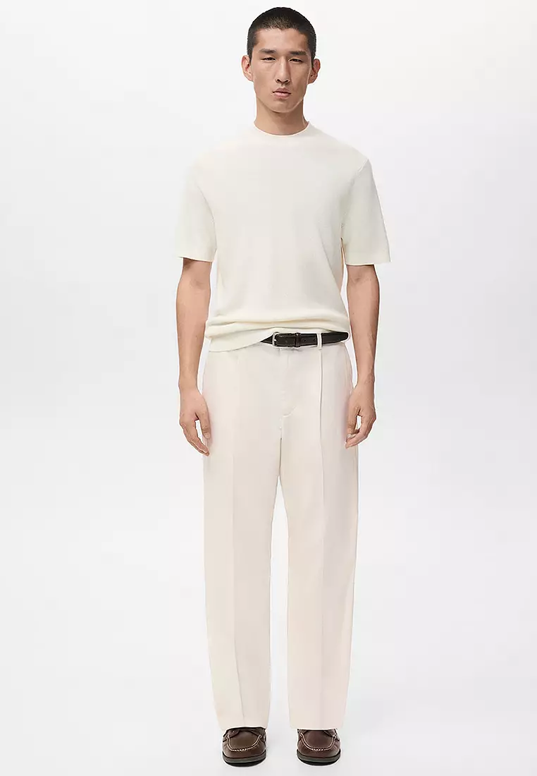 Regular-Fit Pleated Flowy Trousers