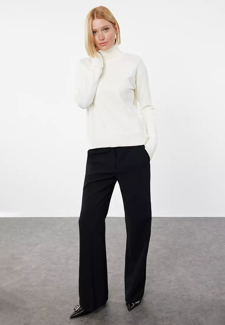 Turtleneck Ecru Knitwear Sweater - Wool, Twoaw25Kz26