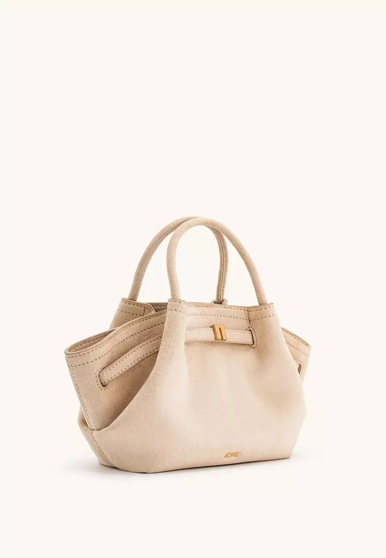Hana Mini Faux Suede Tote Bag - Off White