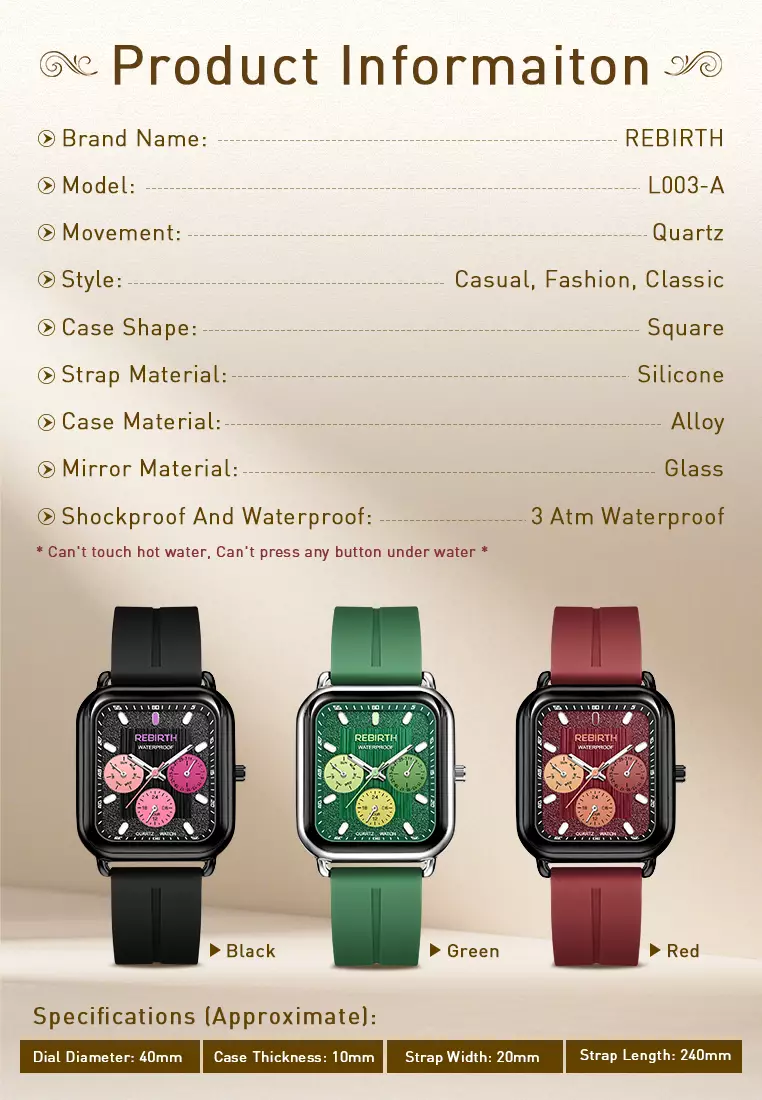 Jam Tangan Wanita Anti Air Korea Elegan Kemewahan Original Tali Silikon Jam Tangan Cewek Original green