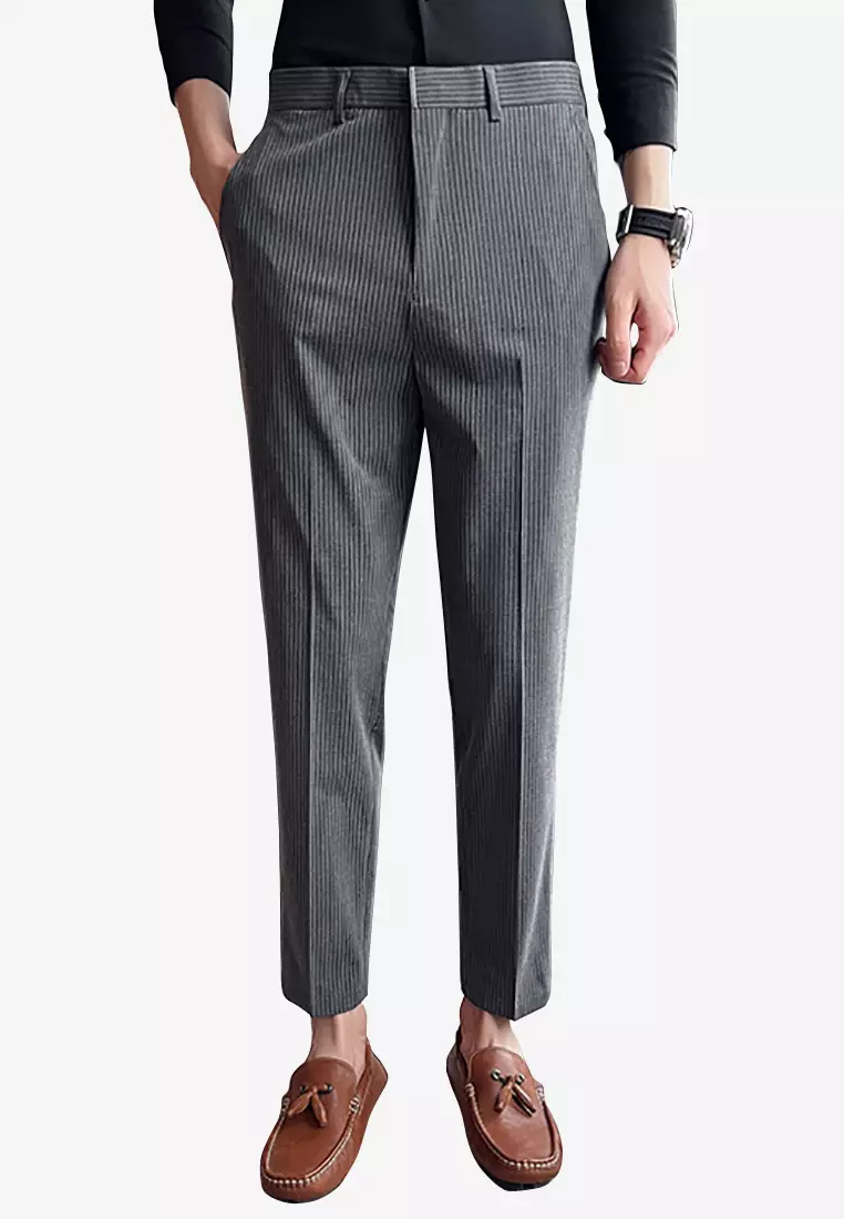 Mens striped on sale cropped trousers