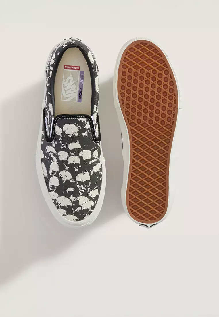 Vans Skate Slip-On Skull Pile Shoes - Black