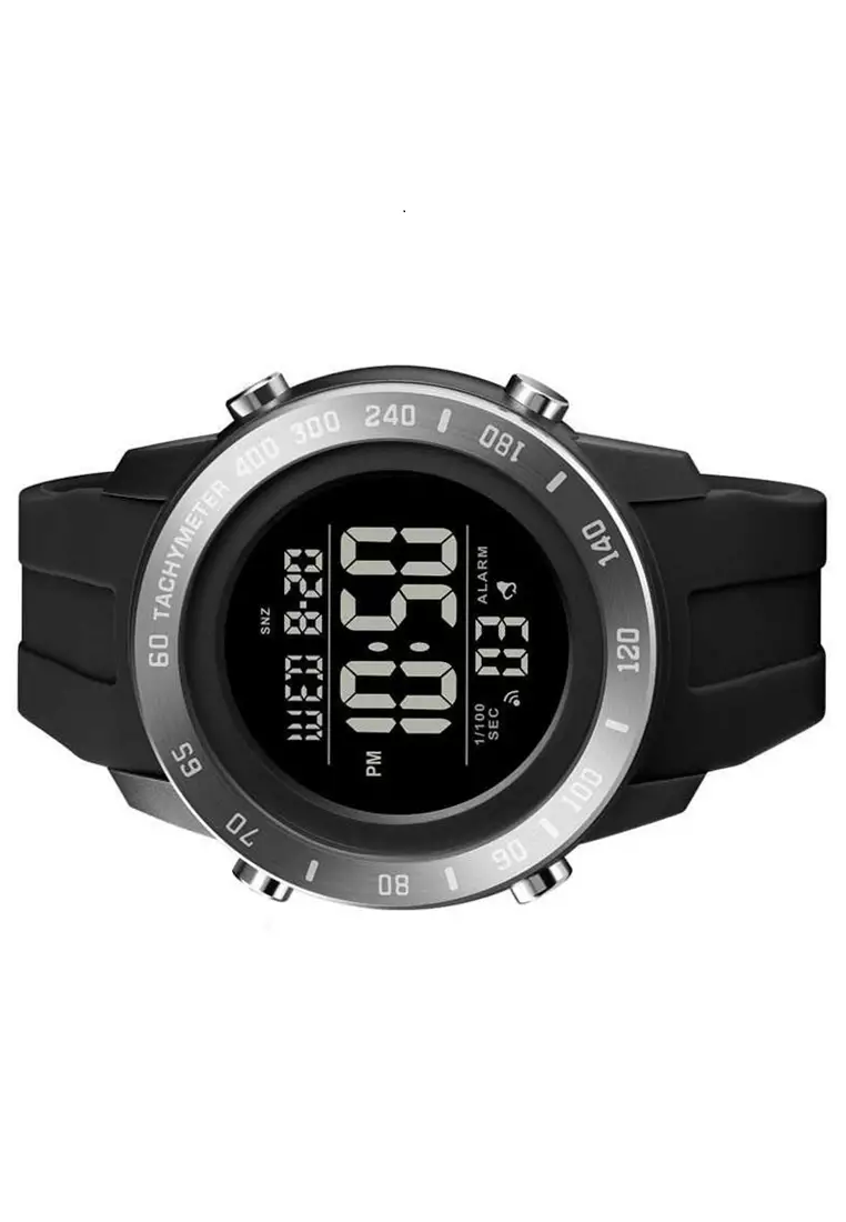 Jam Tangan Digital Pria Design Sporty Strap Tali Material Silicone QI19 ORIGINAL