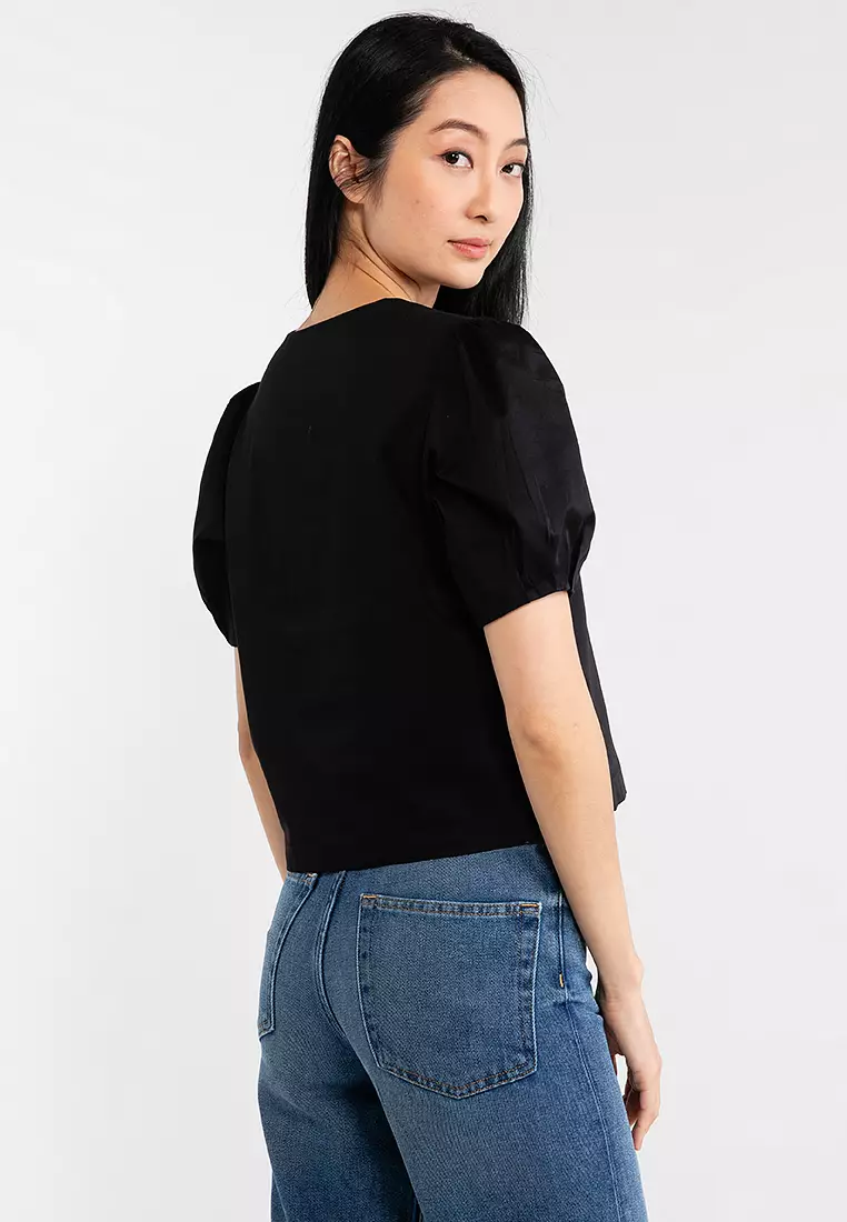 Puff Sleeve Cotton Blouse