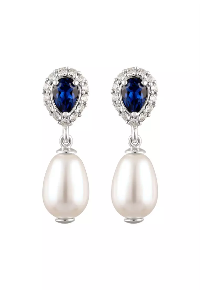 Anting Perhiasan Perak 925 Wanita Swarovski® Pearl Embellished with Crystal by Swarovski®