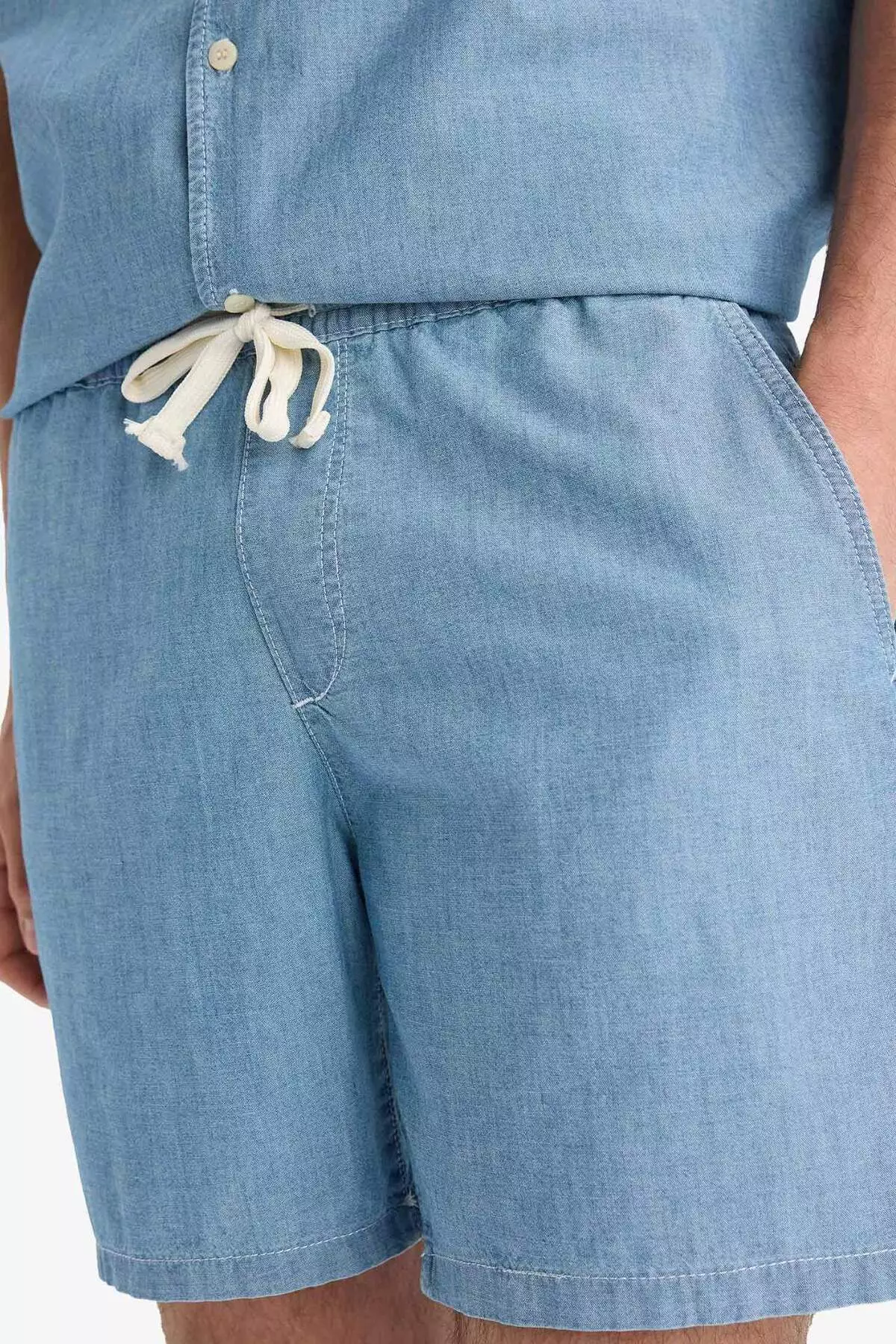 100% Cotton Summer Elastic Waist Relax Fit Comfortable Jean Bermuda Shorts F5594Ax25Sm