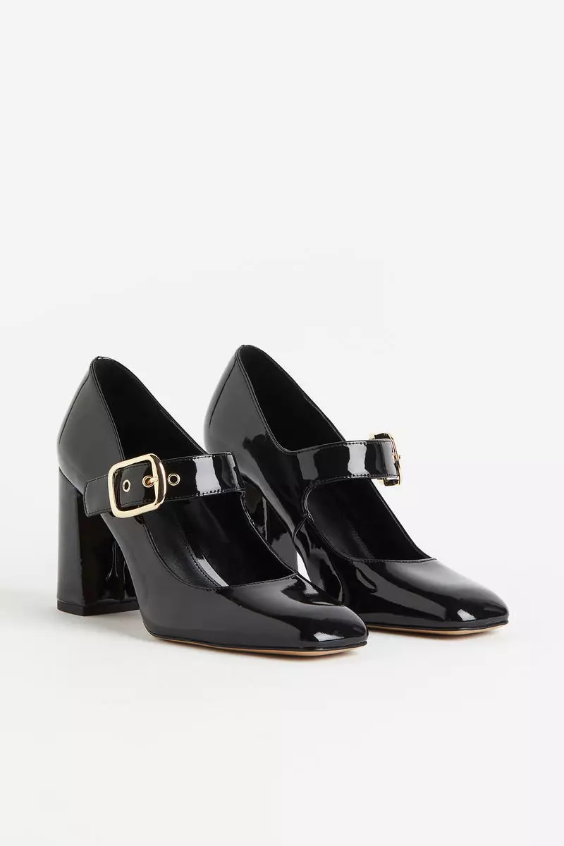Peijely Women's Ankle Strap Heels Removable Bow Closed Toe Low Chunky Heels Pumps Mary Jane Dress Shoes, Black Matte, 3 UK