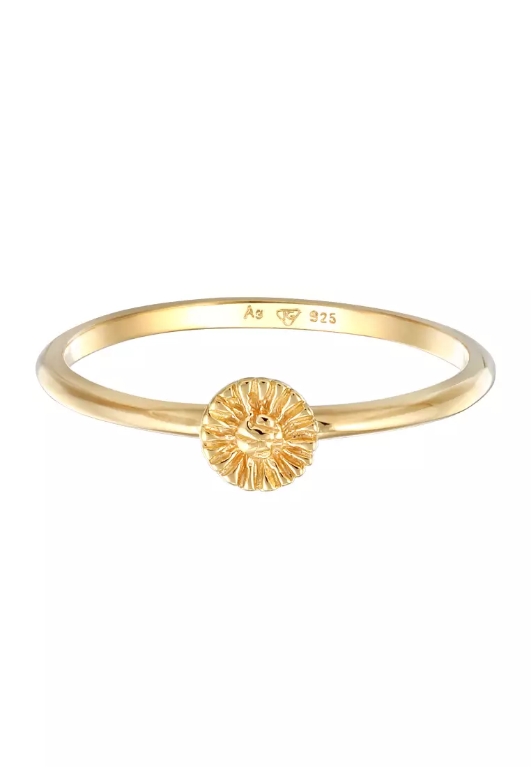 Cincin Perhiasan Perak 925 Wanita Stack Flower Boho Hippie Gold Plated