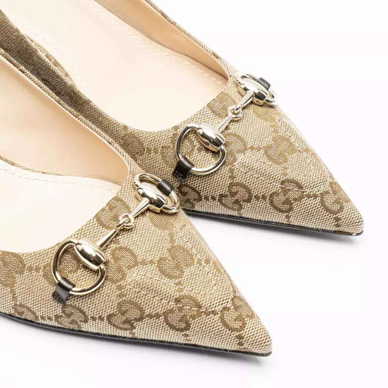 GG Canvas 45 Pump with Horsebit Beige Dark Brown