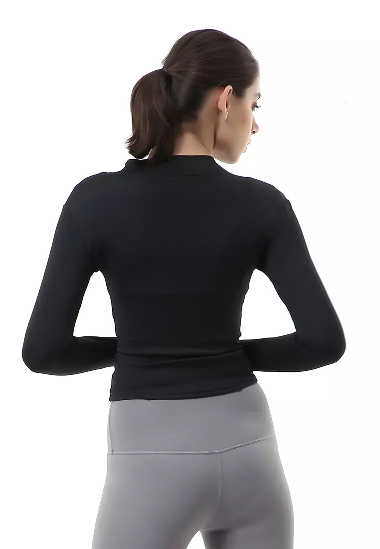 Mikayla Sportwear Jaket Olahraga Wanita Lengan Panjang Adjust Body Shape Material Spandex Lycra ORIGINAL - Black