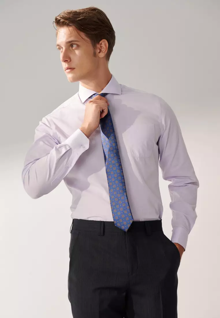 Purple Textured Slim Shirt