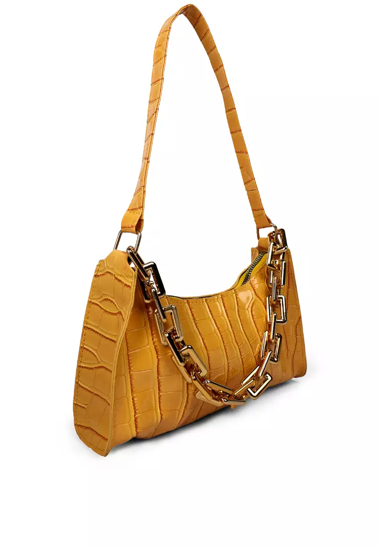 Yellow croc bag on sale