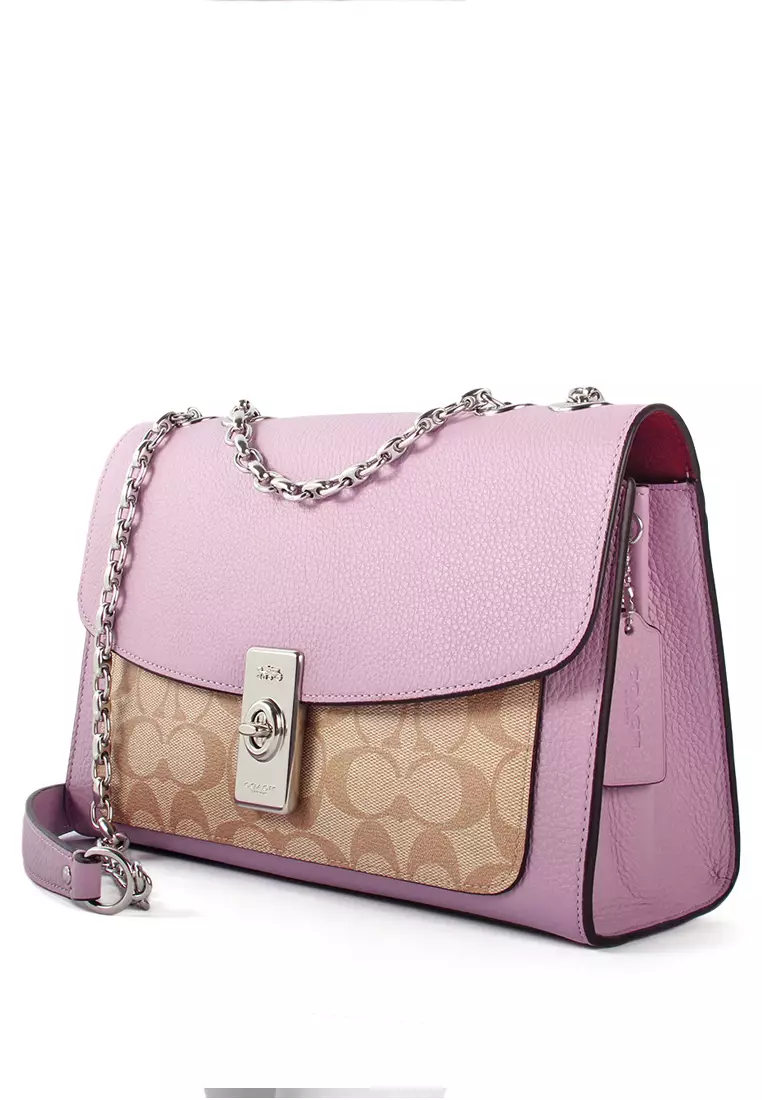 Lane Shoulder Bag In Signature Canvas - Light Brown/Ice Purple