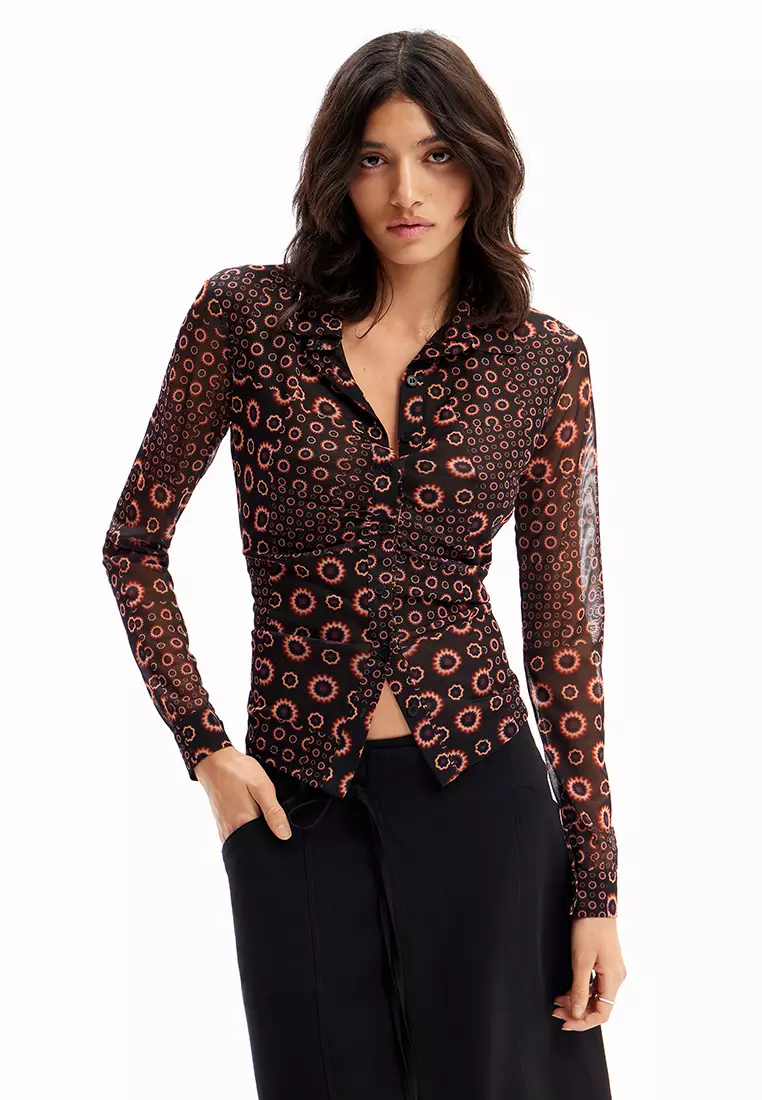 Desigual Woman Patchwork gathered T-shirt.