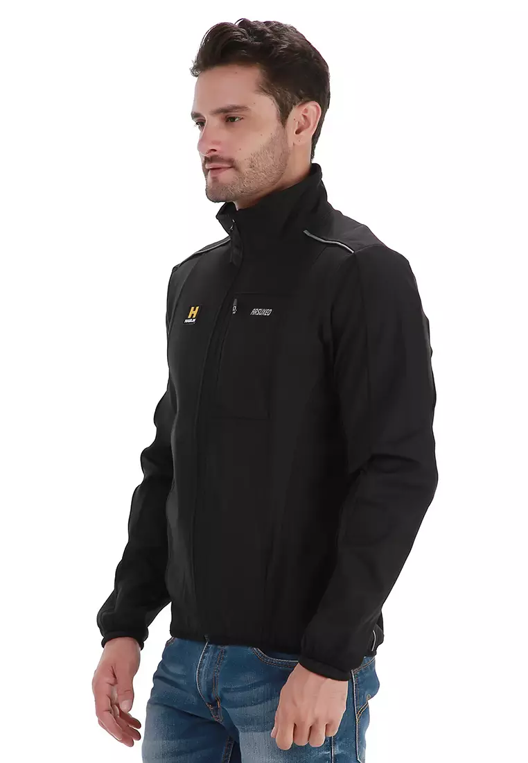 Clover Jaket Olahraga Sepeda Warm Up Thermal Fleece Jacket Material Polyester ORIGINAL - Black