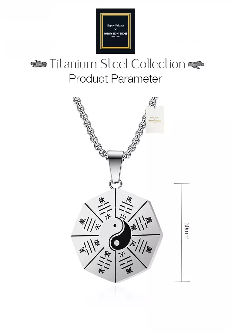 Buy HAPPY FRIDAYS Titanium Steel Bagua Pendant Necklace JW QF-DZ319 ...