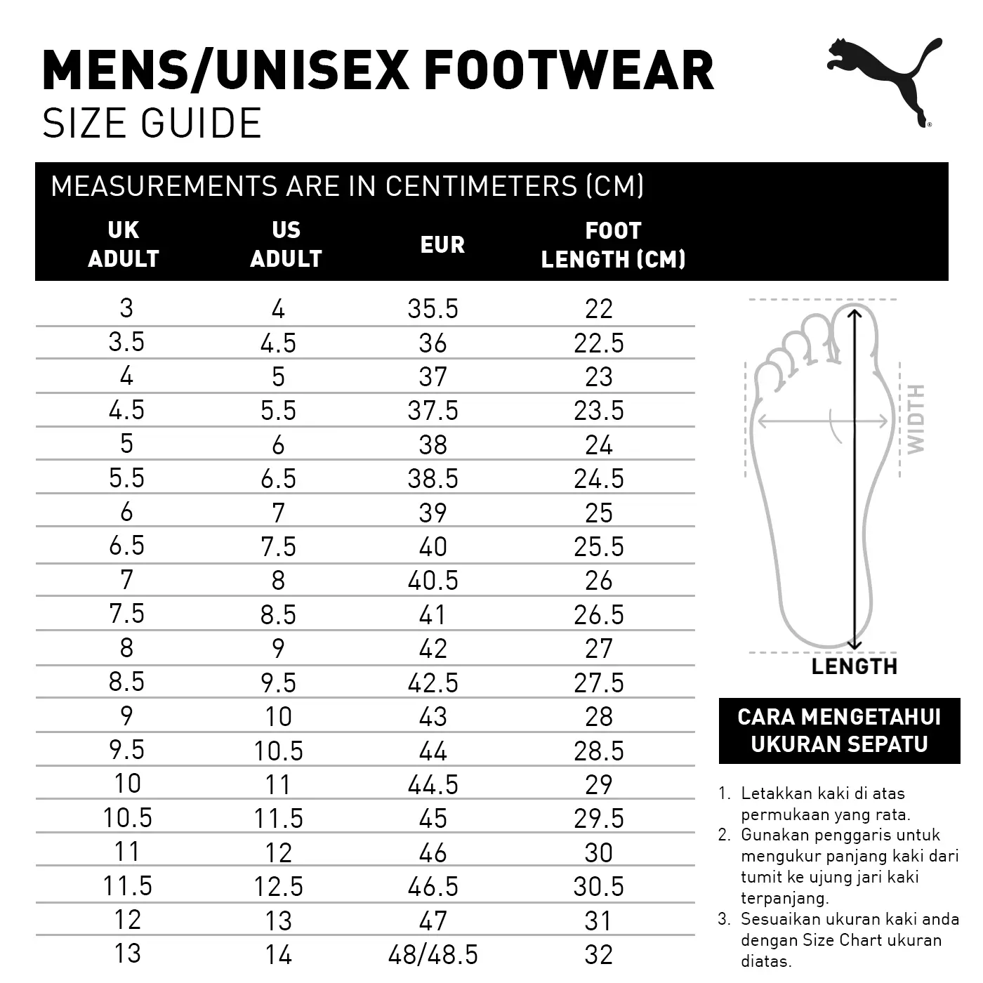 Puma sandals size chart india shop
