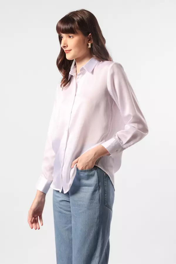 Minimal x Marsha Aruan - Axora - Kemeja Satin Kerah Skipper - Off White