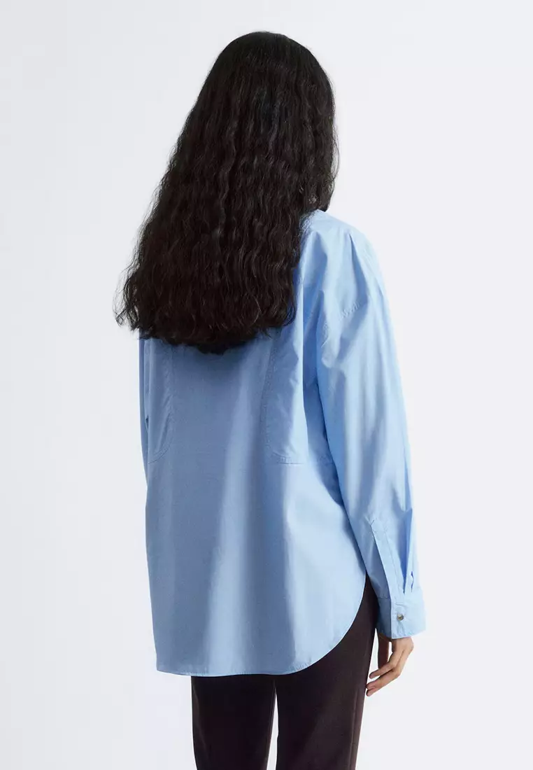 Long Stand-Collar Cotton Shirt