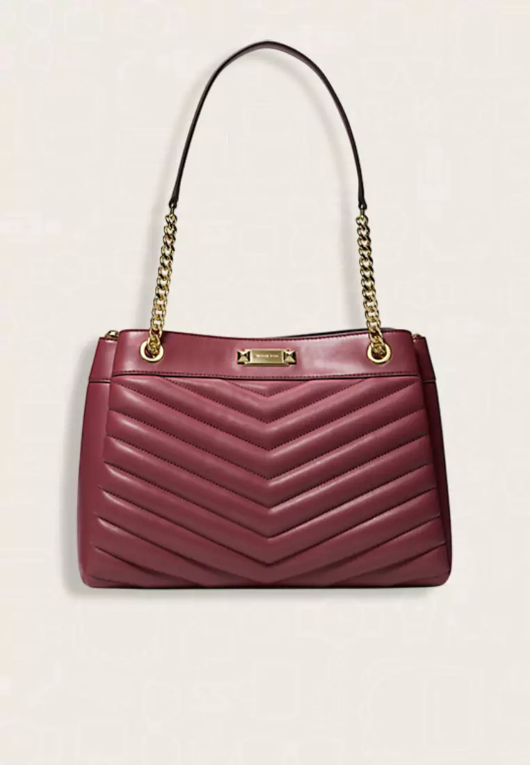 Michael Kors Whitney Medium Quilted Tote Bag Oxblood