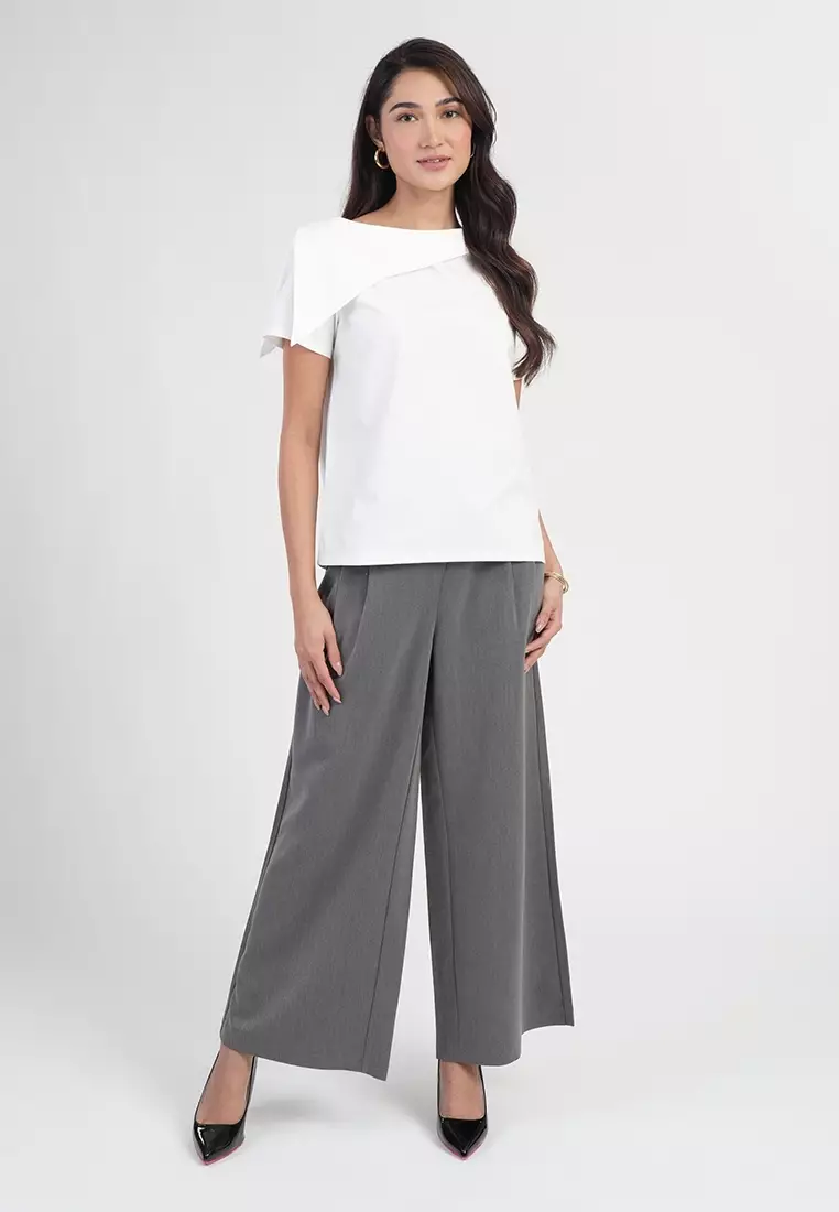 Blythe Asymmetric Cape Sleeve Top