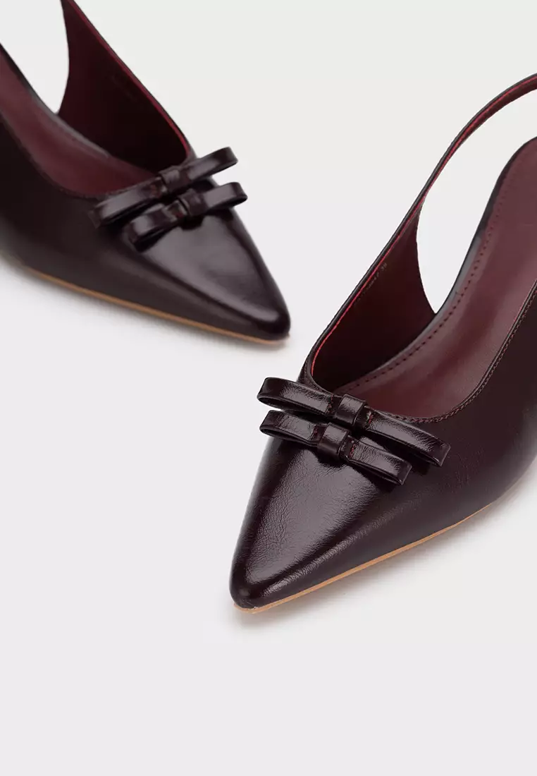 POINTY TOE SLINGBACK HEEL WITH BOW