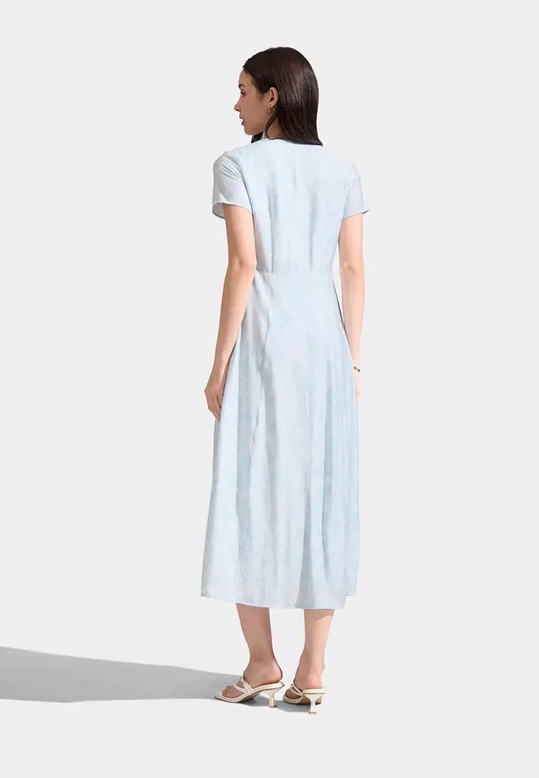 Extended Sleeves Button Down Floral Dress