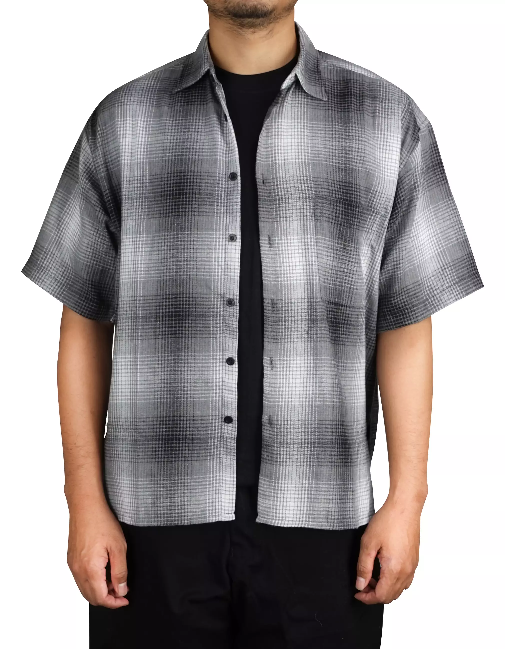 Gloaming ⁠Kemeja Flanel Boxy Oversize Pendek Cotton Flanel Dravine Pria