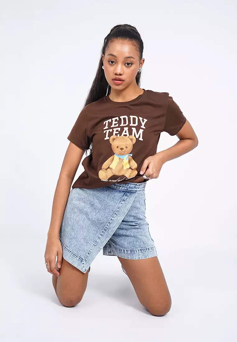Front Wrap Denim Mini Skort