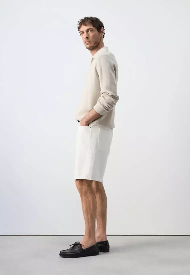 100% Cotton Ribbed Knit Polo Shirt