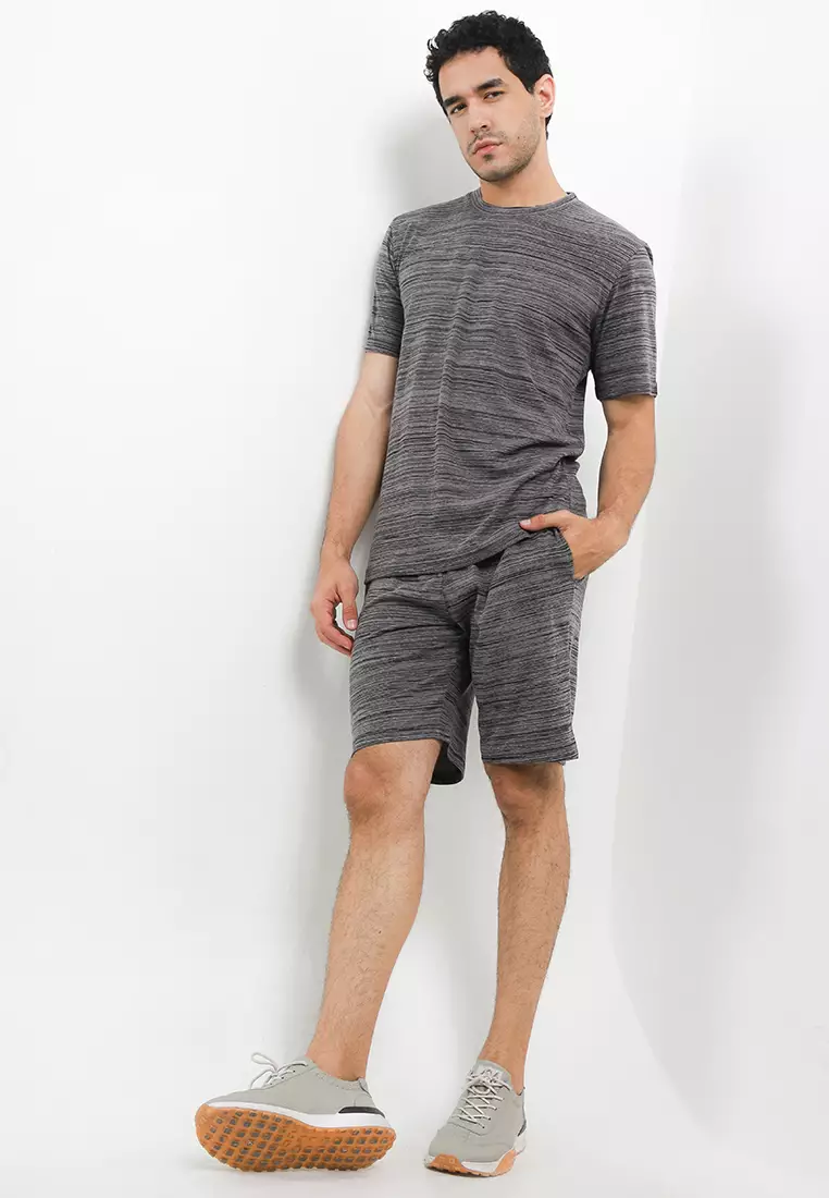 Short Sleeve Short Pants Stripe Mens